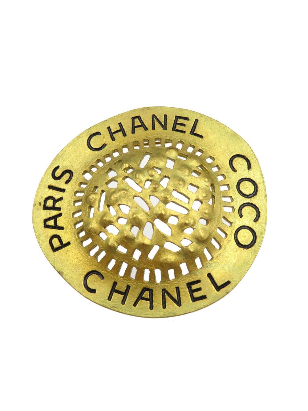 Chanel Vintage Straw Hat Brooch Metal #222232C59B